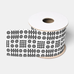 Welsh Faux Tapestry Black, White Grosgrain Ribbon