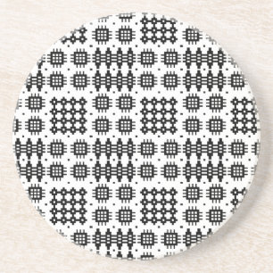 Welsh Faux Tapestry Black White Sandstone Coaster