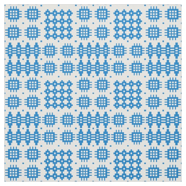 Welsh Faux Tapestry Bright Blue on White Pattern Fabric (Swatch)
