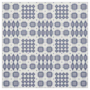Welsh Faux Tapestry Dark Blue on White Fabric