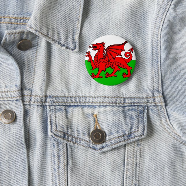 Welsh flag 6 cm round badge (In Situ)
