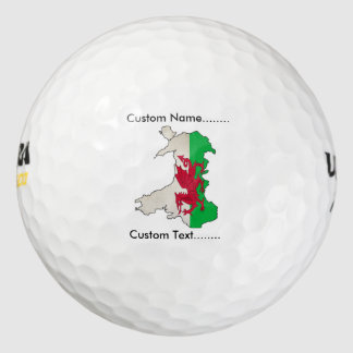 Welsh Flag and Map on a Golf Ball. Golf Balls