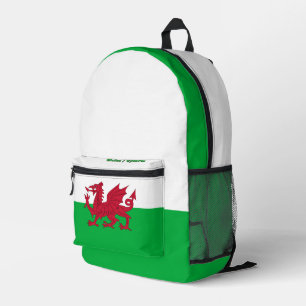 Welsh Flag Backpack, Cymru Dragon & Wales Bag, Printed Backpack