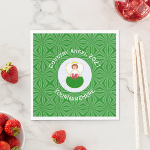 Welsh Flag Christmas Angel Personalised  Napkin