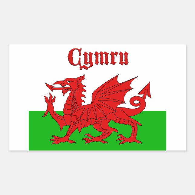 Welsh Flag Cymru Rectangular Sticker (Front)