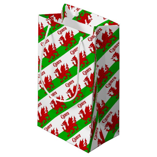 Welsh Flag Cymru Small Gift Bag (Front Angled)