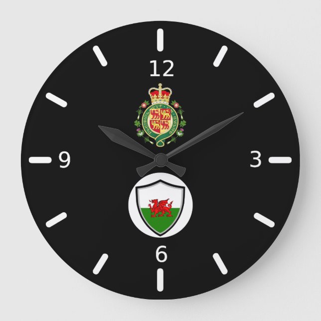 Welsh flag-emblem large clock (Front)