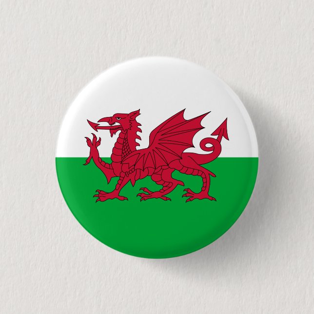 Welsh Flag, Flag of Wales 3 Cm Round Badge (Front)