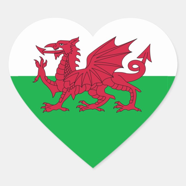 Welsh Flag Heart Sticker (Front)