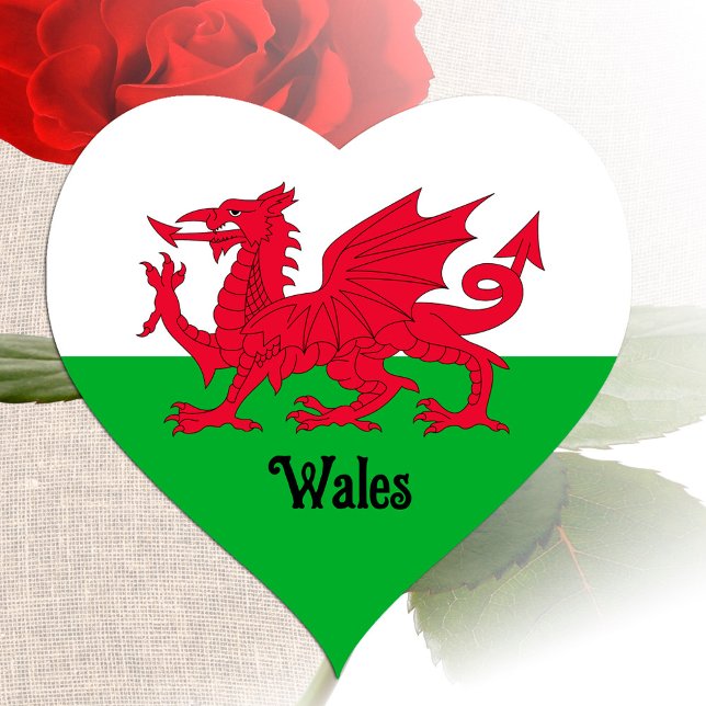 Welsh Flag Heart Sticker, patriotic Wales, Dragon Heart Sticker (Creator Uploaded)