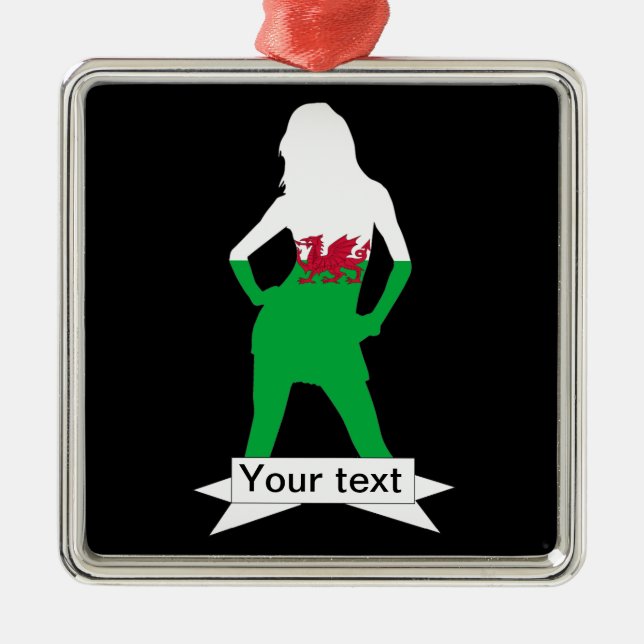 Welsh flag metal tree decoration (Front)