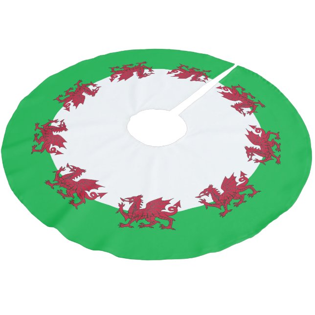 Welsh Flag Of Wales Brushed Polyester Tree Skirt (Angled)