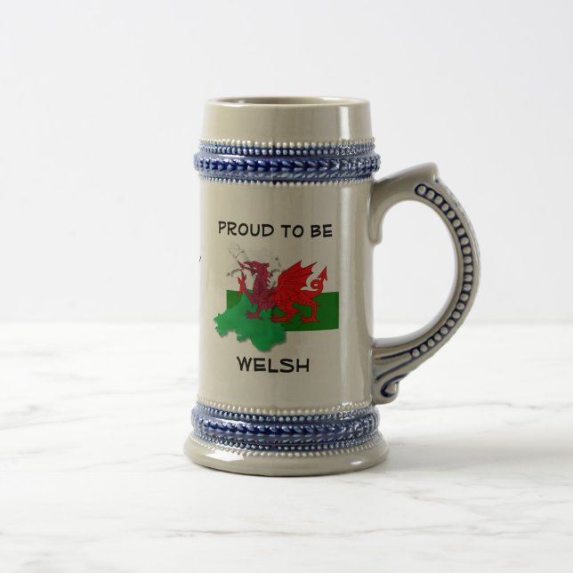 Welsh FLAG OF WALES Red Dragon Beer Stein (Right)