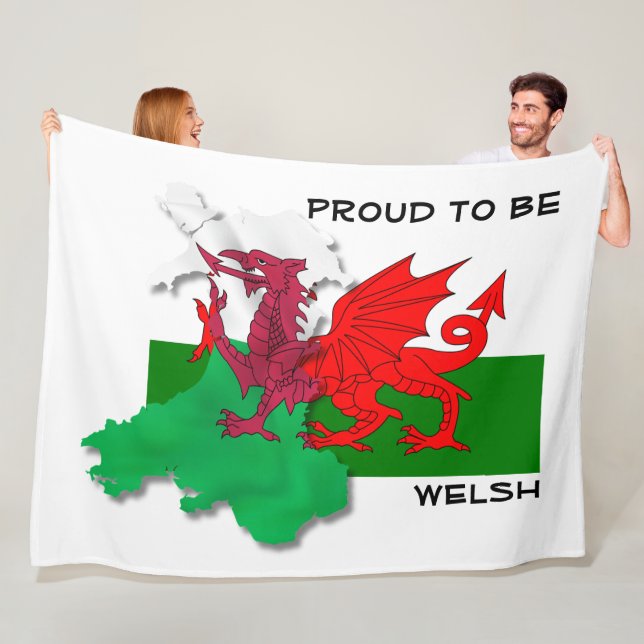 Welsh FLAG OF WALES Red Dragon Fleece Blanket (In Situ)