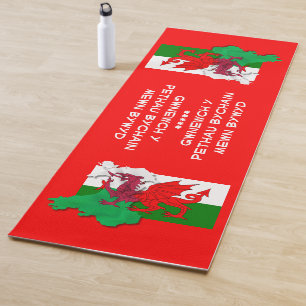Welsh Flag of Wales ST DAVID QUOTE Red Yoga Mat