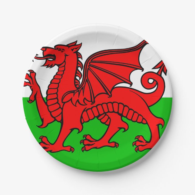 Welsh flag paper plate (Front)