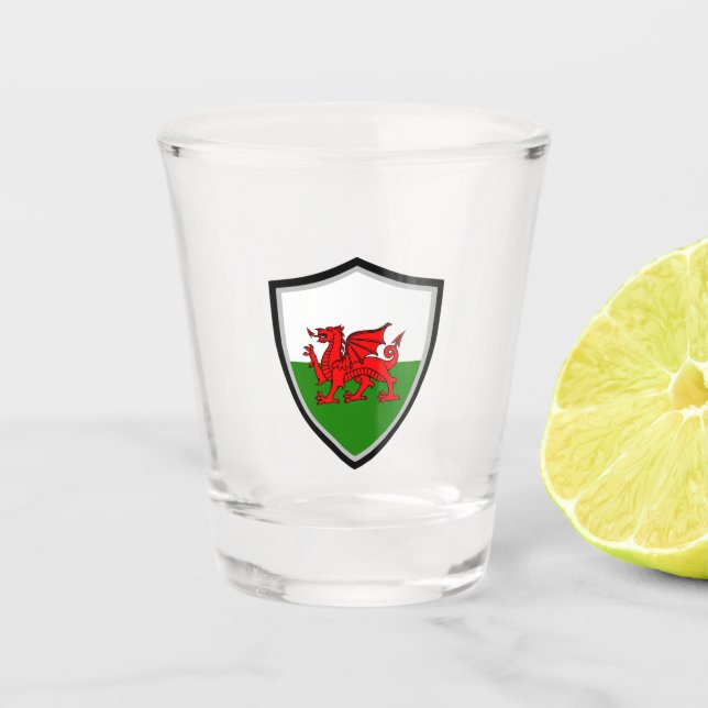 Welsh flag shot glass (Front)