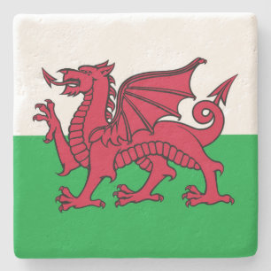 Welsh flag stone coaster
