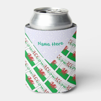 Welsh Flag Tiled Personalized Can Cooler