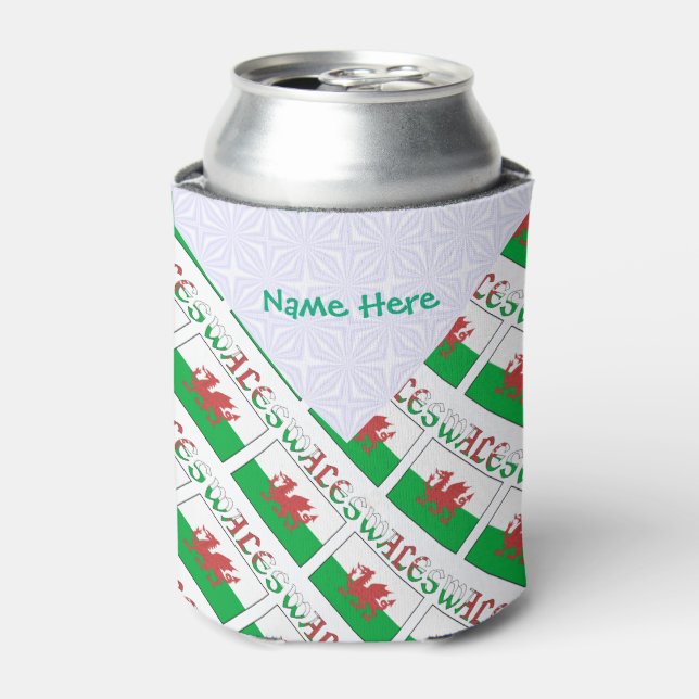 Welsh Flag Tiled Personalized  Can Cooler (Can Front)