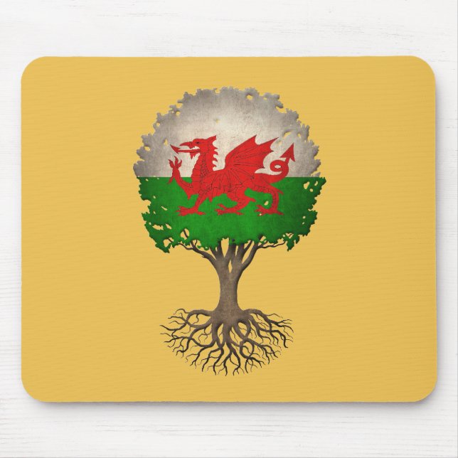 Welsh Flag Tree of Life Customisable Mouse Pad (Front)
