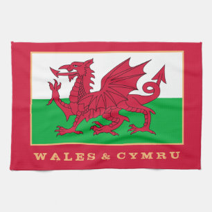 Welsh flag & Wales cooking, fashion /sports Cymru Tea Towel