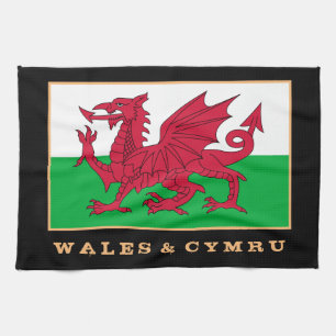 Welsh flag & Wales cooking, fashion /sports Cymru Tea Towel
