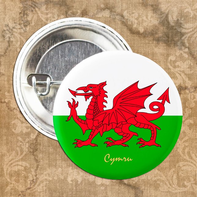 Welsh Flag & Wales fashion patriot, sports / Cymru 3 Cm Round Badge (Creator Uploaded)