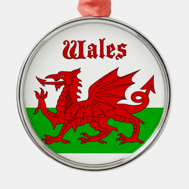 Welsh Flag Wales Metal Tree Decoration (Front)