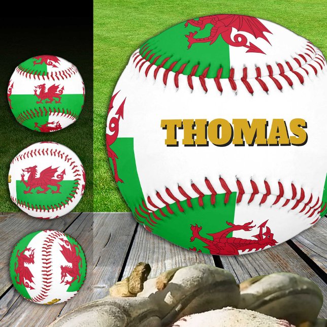 Welsh Flag, Wales, Monogram / Baseball Balls (Creator Uploaded)