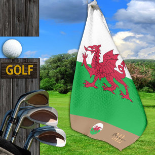 Welsh flag & Wales, monogrammed Cymru / Golf Towel