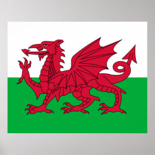 Welsh Flag (Wales) (Welsh Dragon) Poster