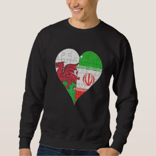 Welsh Iranian Flag Heart Sweatshirt