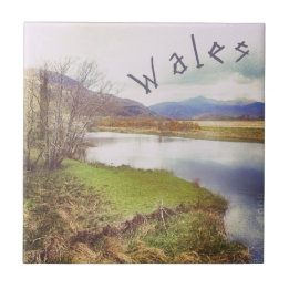 Welsh Landscape with river ceramic Tile