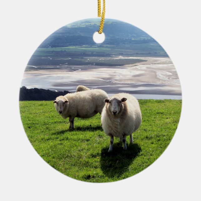 WELSH MOUNTAIN SHEEP CERAMIC TREE DECORATION (Front)