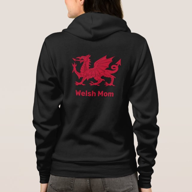 Welsh Mum, Red Dragon & Wales fashion / Cymru Hoodie (Back)