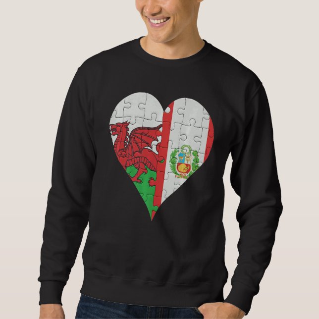 Welsh Peruvian Flag Heart Sweatshirt (Front)
