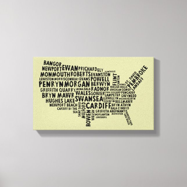 Welsh Placenames American Map Canvas Print (Front)