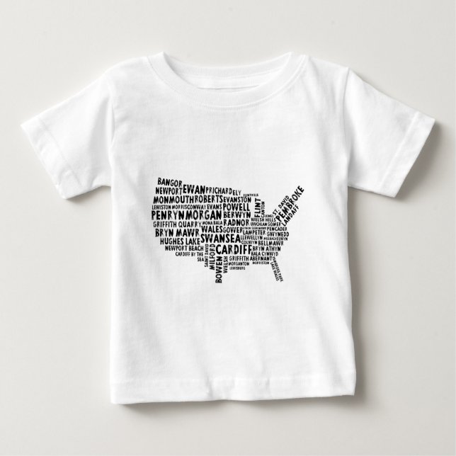 Welsh Placenames in America Word Art Baby T-Shirt (Front)