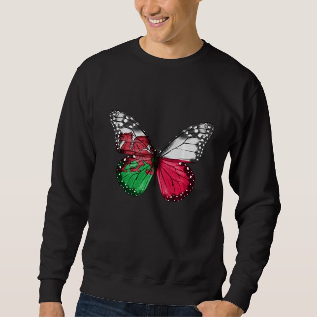 Welsh Polish Flag Butterfly Sweatshirt (Front)