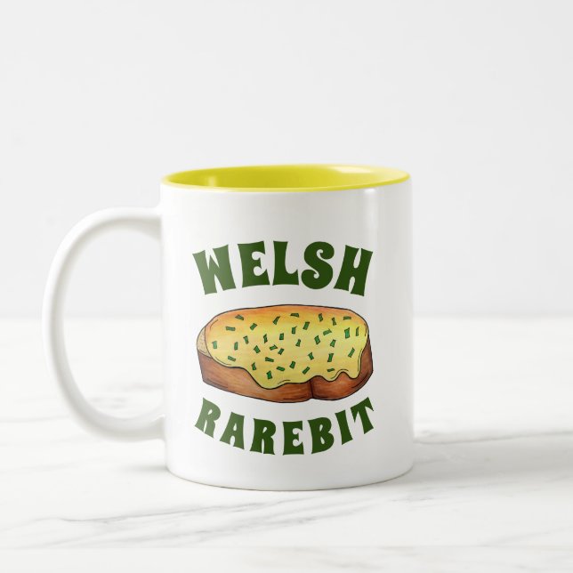 Welsh Rarebit Savoury Cheese Toast British Food UK Two-Tone Coffee Mug (Left)