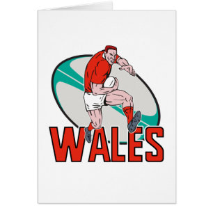Welsh  Rugby player running ball Wales
