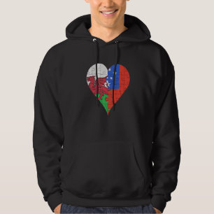 Welsh Samoan Flag Heart Hoodie