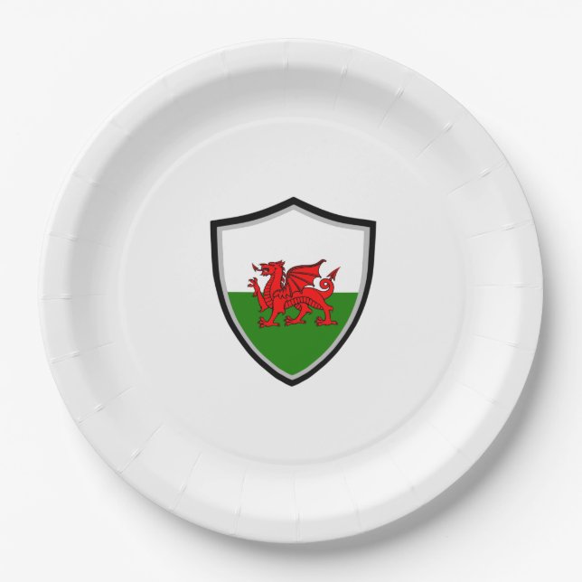 Welsh shield flag paper plate (Front)