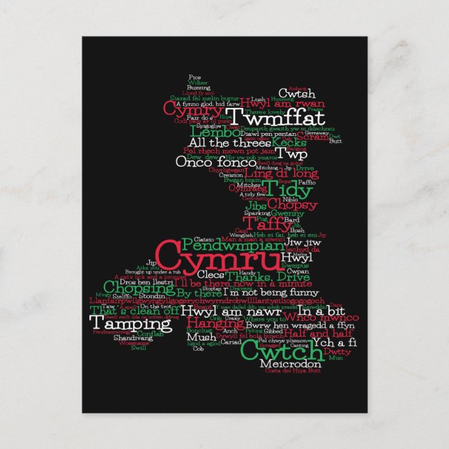 Welsh Slang Word Art Map Postcard (Front)