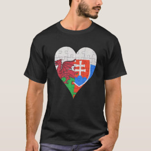 Welsh Slovakian Flag Heart T-Shirt