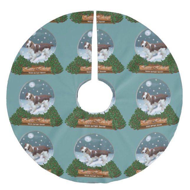 Welsh Springer Spaniel Christmas Brushed Polyester Tree Skirt (Front)
