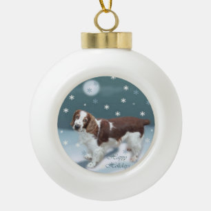 Welsh Springer Spaniel Christmas Ceramic Ball Christmas Ornament