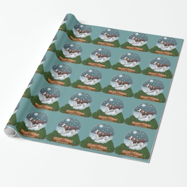 Welsh Springer Spaniel Christmas Wrapping Paper (Unrolled)