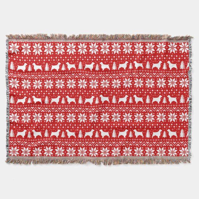 Welsh Springer Spaniel Dog Silhouettes Christmas Throw Blanket (Front)